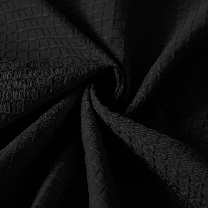 Indecor Home Luxury Waffle Weave Shower Curtain Elegant Hotel Style Fabric for Bathroom, Water Repellent, Machine Washable Black Waffle