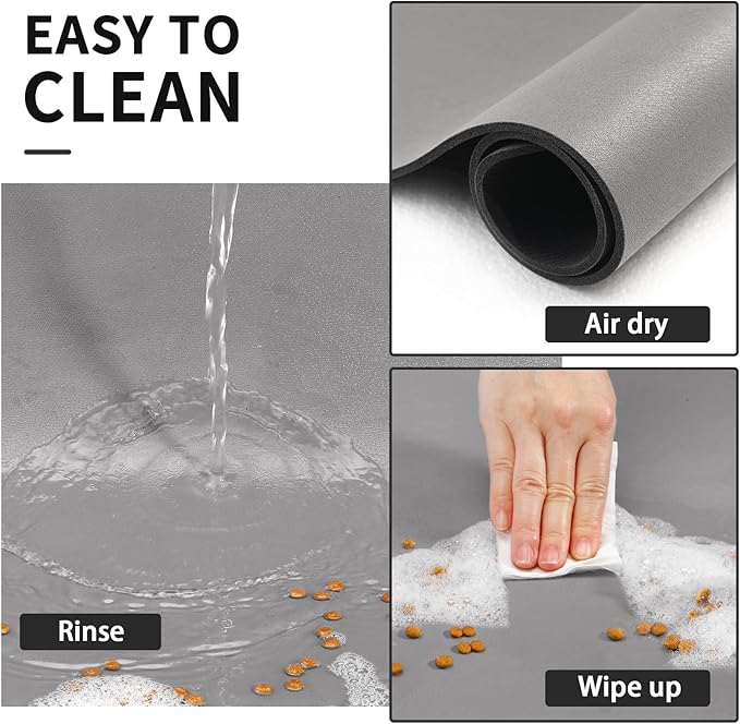 HotLive Dog Food Mat - Absorbent Cat Mat for Food and Water, No Stains Pet Feeding Bowl Mat, Easy to Clean Pet Placemats, Quick Dry Dog Water Dispenser Mat for Messy Drinkers | Grey 12"x 19"
