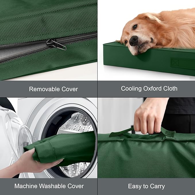 Tail Stories Outdoor Dog Bed for Small Dogs, Waterproof Dog Crate Bed for Medium Dogs Cats, Orthopedic Egg Crate Foam Pet Bed with Washable Removable Oxford Cover, Dark Green