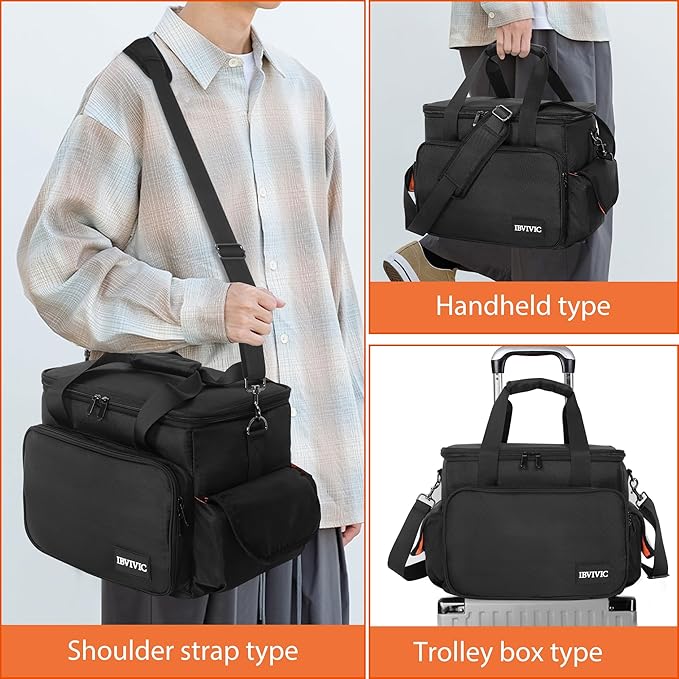IBVIVIC DJ Cable File Bag with 6 Detachable Dividers High Capacity Gig Cable Bag for Cords,DJ Gear,Sound Instrument and Accessories