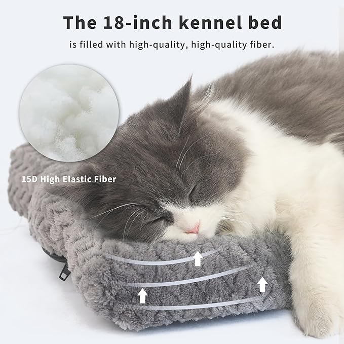 Necesitar Washable Dog Crate Bed 18 inch Small Anti-Slip Waterproof Warming Cozy Soft Pet Puppy, Dog Pillows for Small Dogs Tire Printing Dark Grey