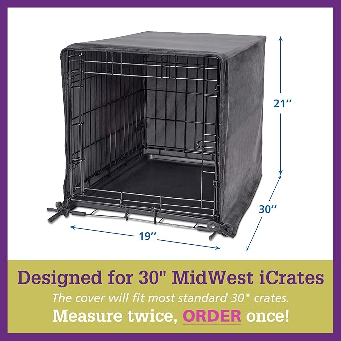 Pet Dreams Dog Crate Cover - Breathable Fabric Kennel Topper for Single-Door Crates, Fits iCrate Dog Cages 18, 24, 30, 36, 42, 48 Inches (Khaki, Medium, 30")