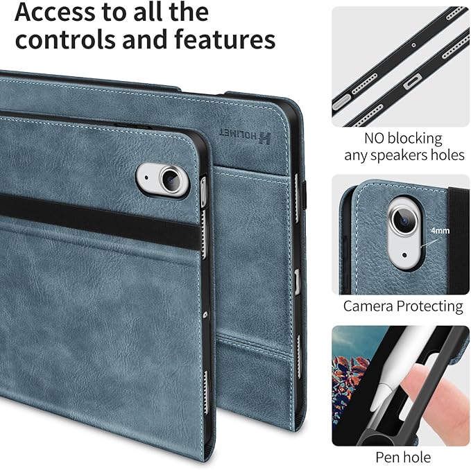 H HOLIMET Case for iPad Air 11 Inch M3/M2 (2025/2024)/iPad Air 4th/5th Generation 10.9-inch with Pencil Holder Pocket Typing Angle Auto Sleep/Wake Muti-Stand Vegan Leather