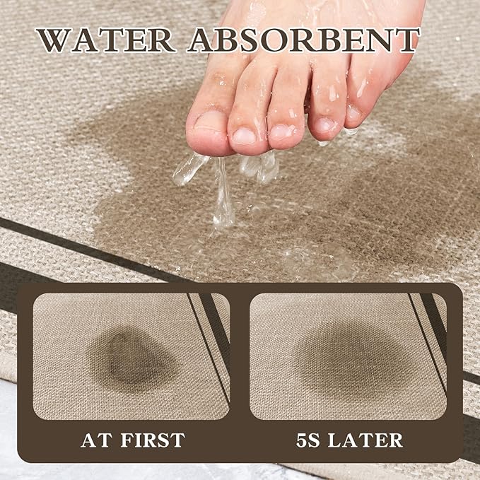chakme Bathroom Rugs Mat 47x24, Ultra Thin Non Slip Bath Mat Large Quick Dry Absorbent Bath Mat for Bathroom Floor, (Light Beige, 47"x24")