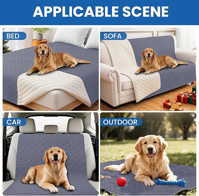 CYCMACO Waterproof Couch Covers for Pets, Waterproof Dog Bed Cover, Anti-Slip Soft Dog Blankets, Couch Cover for Dogs Washable, Pet Blanket for Puppy Large Dogs Cat (82x82 Inch, Grey Blue)