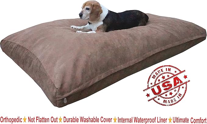 Dogbed4less Jumbo Orthopedic Extreme Comfort Memory Foam Dog Beds for Extra Large Dog, Waterproof Internal Case and Machine Washable External Cover, 55X47 Pet Pillow, Brown