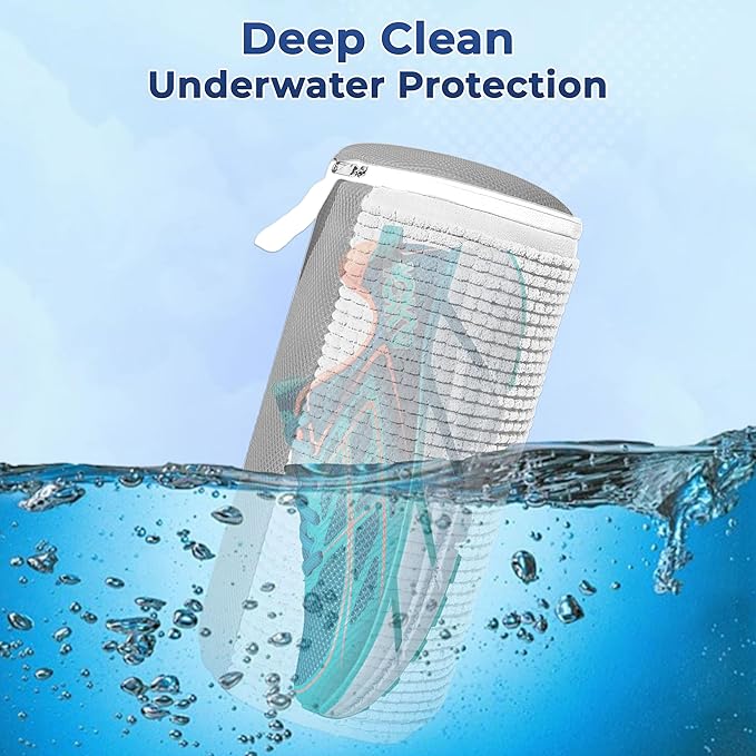 SR ESSENTIALS 2Pcs Shoe Washing Machine Bag with Insoles | Reusable Sneaker Laundry Bags for Machine Wash | Fluffy Fiber 360° Cleaning with Durable Zipper Closure (White Grey & Trees)