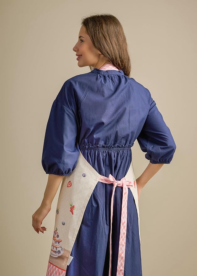 Maison d' Hermine 100% Cotton Apron for women with Pocket Kitchen Chef Apron for Men Cooking Gardening Server Waitress