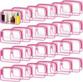 TISRATOK 24 PCS Clear Toiletry Bag for Women Men, Transparent Cosmetic Bag for Travel Makeup Organizer TSA Approved Pouch - Rose Red, Medium