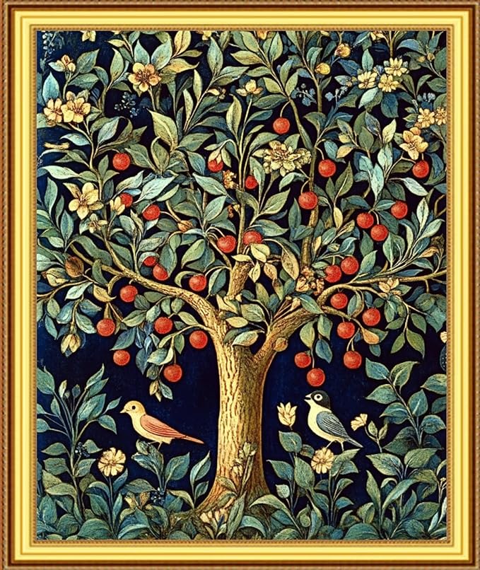 Foxnyart Stamped Cross Stitch Kits Full Range of Embroidery Needlework Starter Kits for Beginners Adults 11CT Embroidery Patterns Art Crafts DIY Needlepoint Kit-Little Bird Tree of Life 16x20 inchs