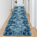 3x10ft Plush High Pile Blue Tie-Dyed Rug Fluffy Soft Runner Bedside Rug for Bedroom Living Room Hallway Nursery Kids Home Decor Shag Carpet