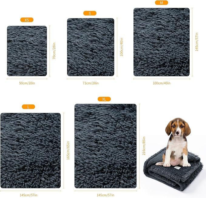 Wowchine Calming Cat Blanket for Bed 85x57in Couch Sofa Cover Grey Waterproof Dog Blankets for Large Dogs Washable Long Faux Fur Pet Throw Blanket for Puppy Reversible Furniture Protector, (Gray XL)