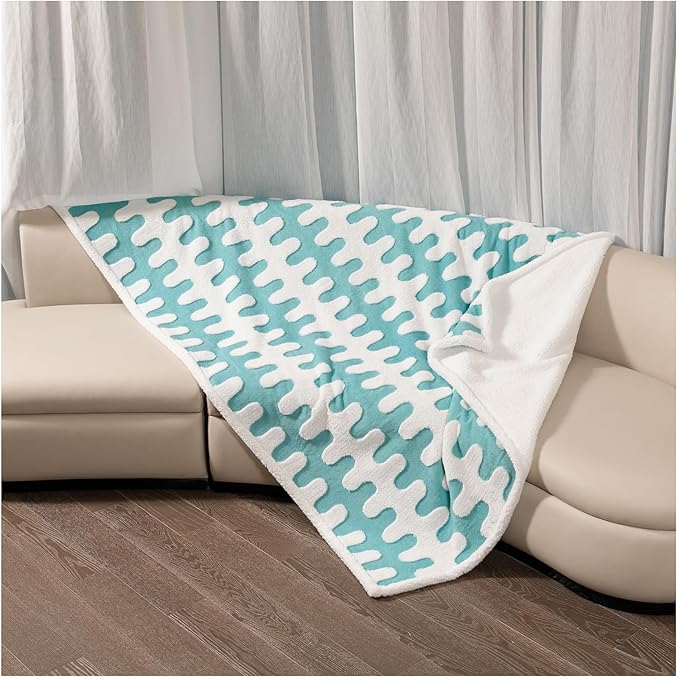 Maidewow Waterproof Pet Blanket,Dog Bed Covers Couch Sofa Stylish Jacquard Pets Throw Blankets for Puppy Cats Washable Reversible Furniture Protection Covers (Blue Wave,XL)