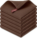 Kitinjoy 100% Cotton Kitchen Dish Cloths (12 X 12 Inches, Coffee),6 Pack Waffle Weave Ultra Soft Absorbent Dish Towels for Drying Dishes Quick Drying Kitchen Towels Dish Rags