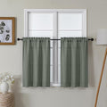Lecloud Bessie Olive Green Kitchen Curtains 30 Inch Length 2 Pcs, Light Filtering Cafe Short Curtain Tiers, Dual Rod Pocket Window Treatments for Bedroom Basement Bathroom, Each 30 W x 30 L
