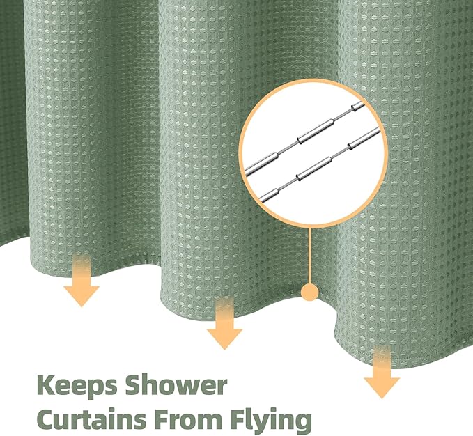 LaCyan 3 in 1 Waterproof Waffle Weave Shower Curtain and Clear Liner Set with 6 Stainless Steel Hooks Double Sided for Bathroom 72 Inches Heavy Duty Polyester Fabric Shower Curtains 36x72