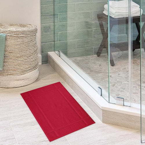 Ample Decor Bath Mats 100% Cotton 24 X 17 Inches, Oeko Tex Certified 1350 GSM Solid Construction Thick & Plush, Super Absorbent for Bathroom Floor, Shower – Christmas Red