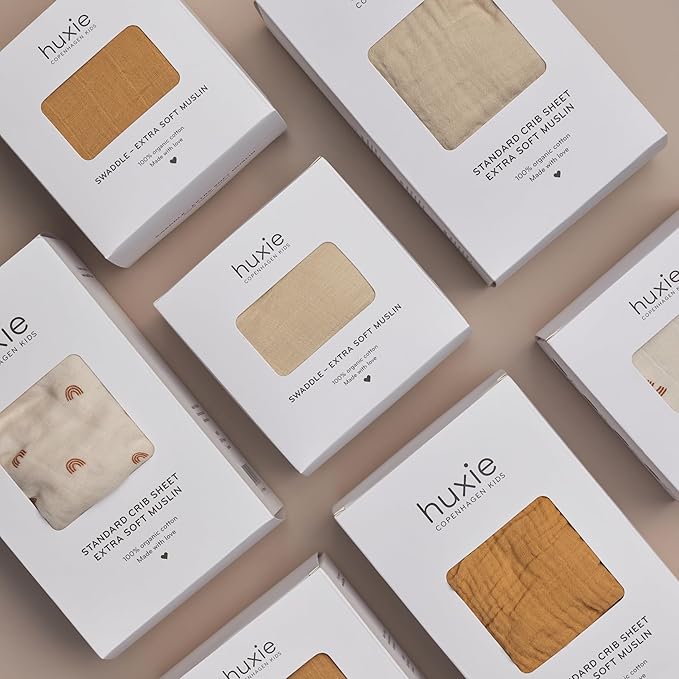 Huxie Swaddle - 100% Organic Cotton - Muslin Swaddle Blankets for Newborn, 47" x 47" (Autumn Yellow)