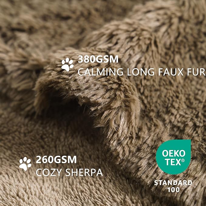 gogobunny Waterproof Dog Blanket for Large Dogs, Cats, Puppy, Reversible Faux Fur Pet Throw Blanket, Washable, Calming Furniture Protection for Sofa Bed (60x80 Inch (Pack of 1), Stone)