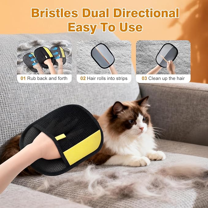 XSDLSSLY 2Pcs Pet Hair Removal Gloves for Cats and Dogs. The Latest Reusable electrostatic pet Hair Removal Gloves.Pet Hair Removal Tool Suitable for Sofas, Bed Sheets, Clothing, and car Seats