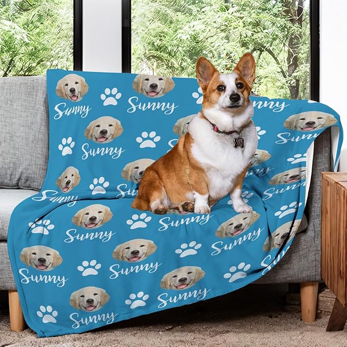 GlisterGlow Personalized Dog Blanket, Customized Pet Blankets with Name Picture, Throw Blanket for Small Medium Large Dog Puppy Cat