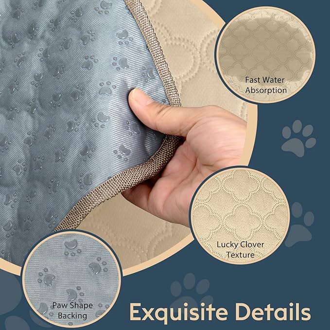FunFurry Washable Pee Pads for Dogs - 1 Pack Reusable Pee Pads，Waterproof Puppy Pads，Pet Training Pads，Super Absorbent with Dog Paw Shape Non-Slip Backing (Cream, 48" X 65" - 1 Pack)
