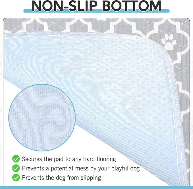 ESGPET Washable Pee Pads for Dogs - 36”x24” 4PCS, Whelping Pad for Puppy Training, Playpen Crate Bed Floor Protector, Reusable Dog Potty Pads Non-Slip, Super Absorbent & Odor Controlling, Gray Floral