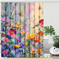mutakin Wildflower Shower Curtain Colorful Flower Butterfly Shower Curtains for Bathroom Waterproof Fabric Bath Curtain Decor with Hooks