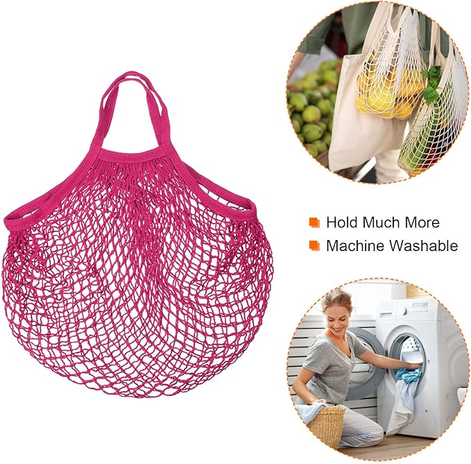 MECCANIXITY Cotton Mesh Bag Reusable Washable Mesh Net String Grocery Bags Organizer for Fruits Vegetables Shopping