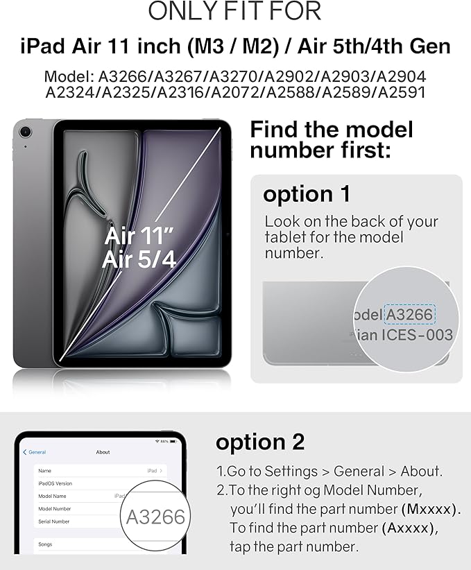 auaua Case for iPad Air 11 Inch M3/M2 (2025/2024), iPad Air 5th/4th Generation (2022/2020), with Pencil Holder and Pocket, Typing Angle Muti-Stand Magnetic Closure Auto Sleep/Wake (Blue)