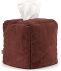 TOGI Corduroy Tissue Box Cover - Soft & Puffy Cube Design Adds a Warm, Cozy Touch - Soft Tissue Box Cover Square Fits Standard Square Boxes from Everyday Brands - Cozy Home & Office Decor - (Brown)
