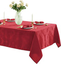 Newbridge Barcelona Damask Fabric Tablecloth, 52 x 52 Inch Square, Red – No Iron, Soil Resistant Table Cover for Dining, Parties and Holidays