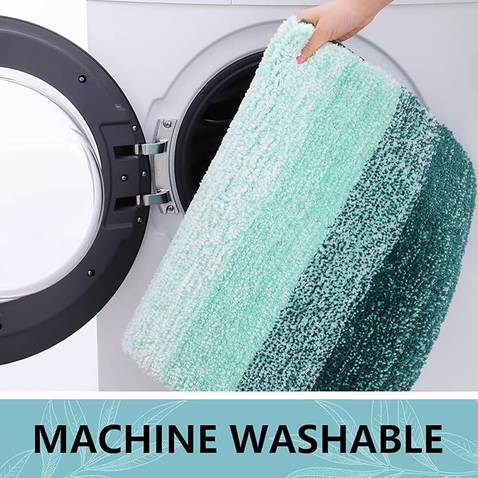 Arotive Microfiber Bathroom Rugs, Shaggy Soft and Absorbent Bath Rug, Non-Slip, Thick Plush Machine Washable Dry Bath Mats for Bathroom, Tub and Shower, 44x24, Dark Green, Rectangular