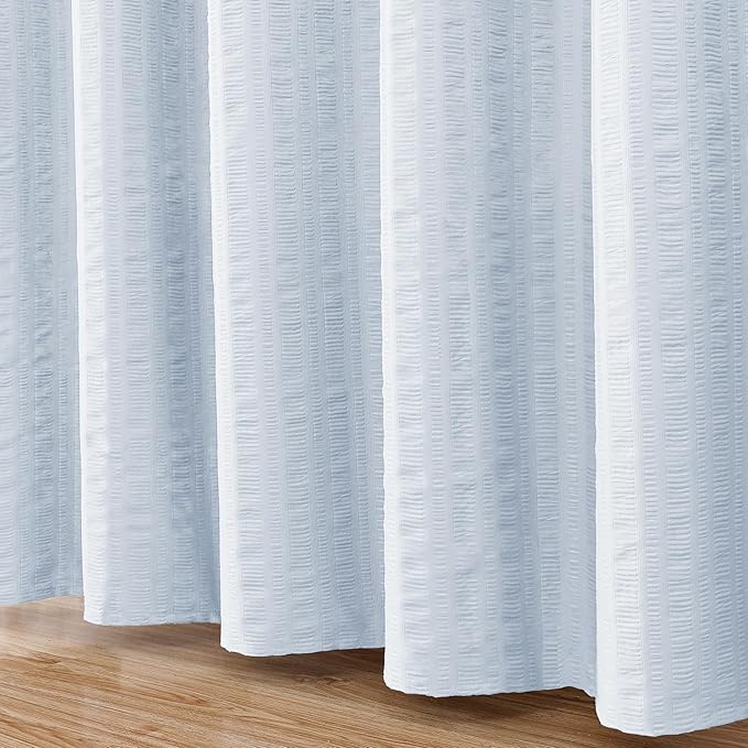 Aiyufeng Glacier Blue Shower Curtain for Bathroom, Embossed Textured Fabric Shower Curtain for Bathroom - Soft Cloth & Hotel Spa, Machine Washable, 72X78,Glacier Blue