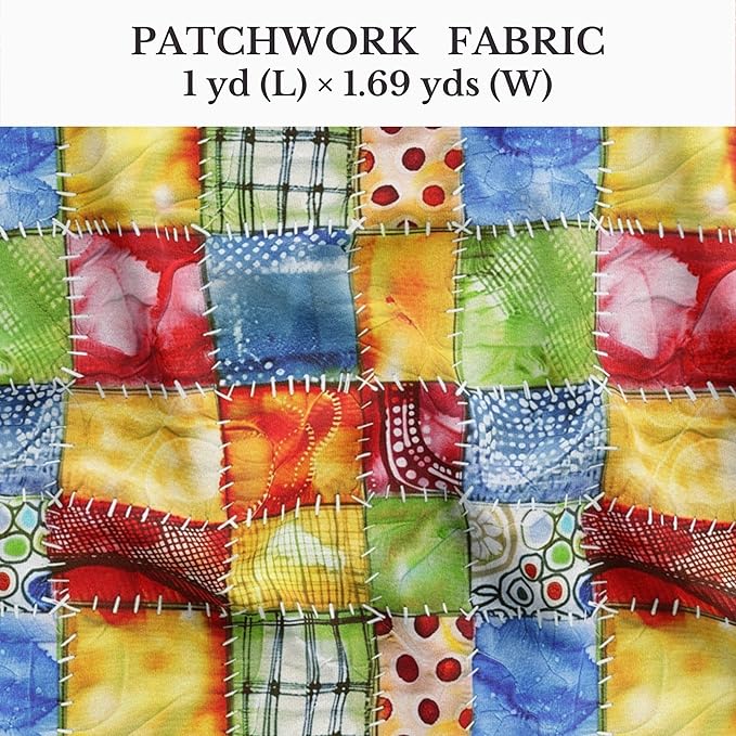 Colorful Patchwork Cotton Fabric – Premium Turkish Printed Cotton 140 GSM, Pre-Cut 61 x 36.6 Inches, Bright Quilting & Sewing Fabric for Crafts, Bags & DIY Projects