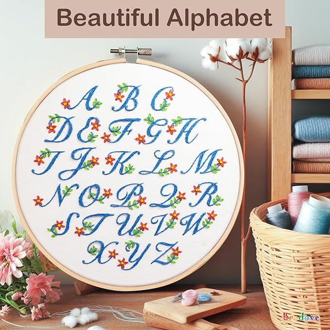 Bradove 3 Sets Alphabet Letter Practice Embroidery Kit for Beginners Adults Kids, Learn to Embroider Kit Adult Beginners