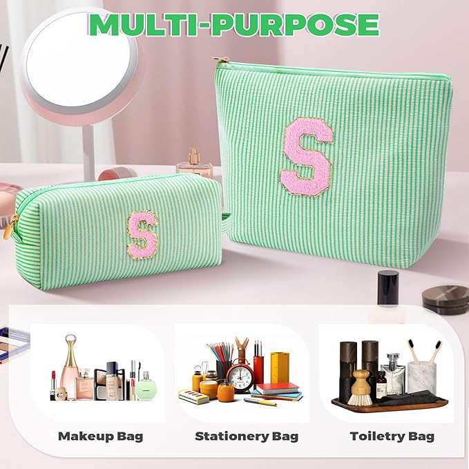 Btffitting Gifts for Girls Teens Kids - Birthday Gift for Daughter Sister Her,Travel Essentials,Teen Girl Essentials,Cute Trendy Stuff Makeup Bag Set Cosmetic Bag - Green,S