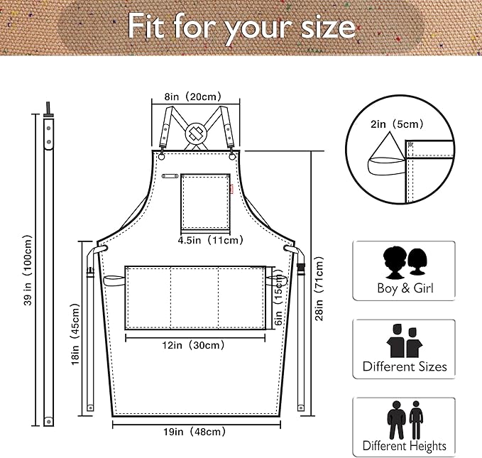 Kids Art Aprons for Painting, Gardening, Cooking, Multiple Pockets, Kids Smock for Boys & Girls, Waterproof (Age6-12)