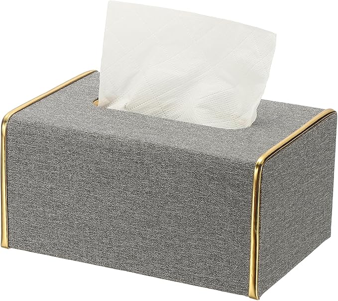 uxcell Tissue Box Cover, Rectangle Modern Tissue Box Holder with Magnetic Closure for Living Room Bedroom Office Hotel Desk (7.5"x5.1"x3.5", Gray)