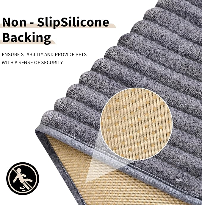 Dog Crate Mat, 2 Pack 24"×24" Flannel Washable Pet Mat for Dogs and Cats, Non-Slip Pet Pad for Kennel Training, Absorbs Urine and Waterproof Pad for Sofa Bed Crate Kennel Car Seat Floor（Gray）