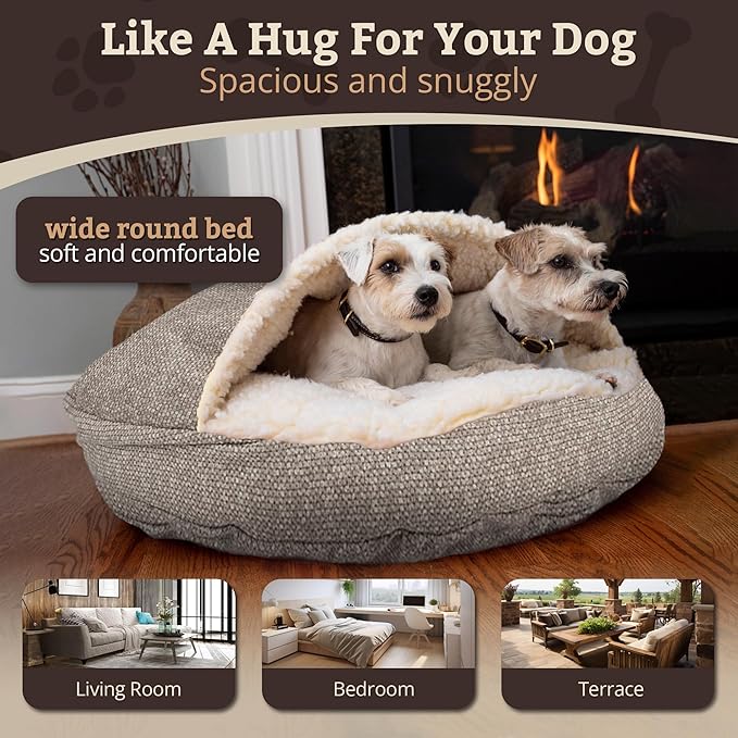 Snoozer Luxury Microsuede Cozy Cave Pet Bed, Show Dog Collection, Small, Merlin Linen