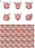 ‍ Pink Fairy Patchwork Cotton Fabric Panel – 6 Designs (10×10 inch Each) + Bonus Patchwork Sheet 29.5×19.6 inch, 100% Cotton 140 GSM