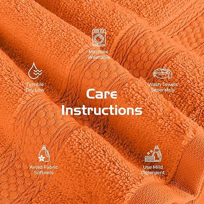 RIVERSIDE 12 Pack Premium 100% Cotton Face Wash Cloths, 12 x 12 Inches, Soft & Absorbent Face Towels for Bathroom Wash Clothes, 550 GSM, Luxury WashCloths for Showering, Body, Spa & Gym, Orange
