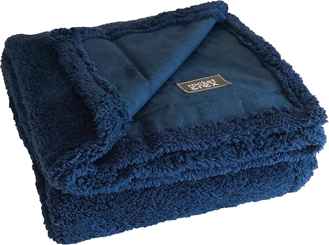 rocket & rex Extra Large Waterproof Dog Blanket, Blue, Washable Waterproof Pet Blanket Protects Beds, Couches & Other Furniture, Premium Fleece Fabric with Reversible Faux Suede, 56" x 73" (Pack of 1)