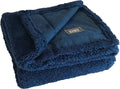 rocket & rex Extra Large Waterproof Dog Blanket, Blue, Washable Waterproof Pet Blanket Protects Beds, Couches & Other Furniture, Premium Fleece Fabric with Reversible Faux Suede, 56" x 73" (Pack of 1)