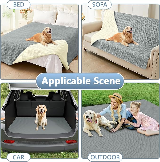 hyha Waterproof Dog Blanket, Soft Dog Bed Cover Pet Blankets, Waterproof Sofa Couch Cover for Dogs Washable, Reversible Pet Couch Covers for Sofa Furniture (30x70 Inch, Grey/Beige)