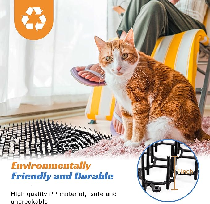 OCEANPAX 16 X 13 Inch Scat Mat for Cats, 10 Pack Cat Scat Mat with Spikes - Indoor/Outdoor Pet Deterrent Solution for Plants, Furniture, and More - Keep Cats and Dogs Away