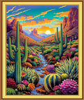 Foxnyart Stamped Cross Stitch Kits Full Range of Embroidery Needlework Starter Kits for Beginners Adults 11CT Embroidery Patterns Art Crafts DIY Needlepoint Kit-Succulent Plant Scenery 16x20 inchs
