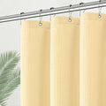 PANGSINNE Beige Stall Fabric Shower Curtain - Water Repellent Waffle Textured 256GSM Heavy Duty Cream Shower Curtains for Bath Tubs, Narrow Hotel Quality Ivory Bath Curtain Set with 6 Hooks, 36Wx72H