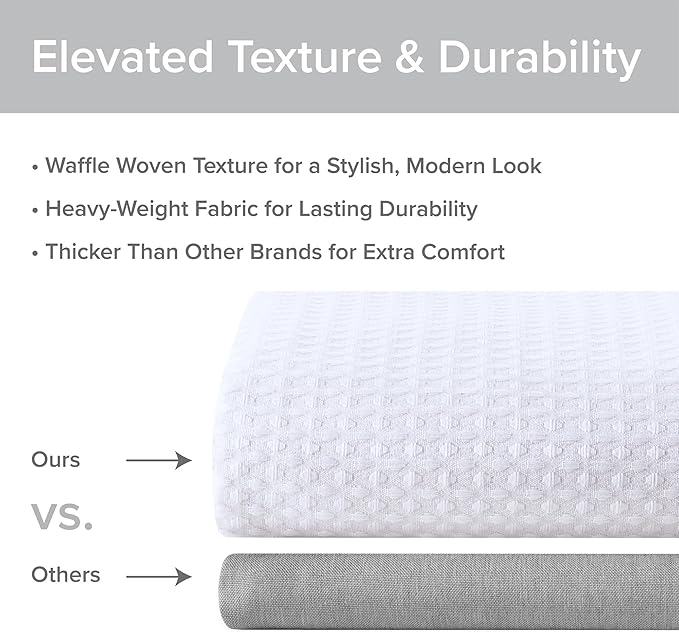 Madison Park Shower Curtain Waffle Weave, Vibrant Dyed, Waffle Shower Curtain 3M Scotchgard Moisture Management, Farmhouse Wide Shower Curtains for Bathroom, Extra Width: 108"x72" White